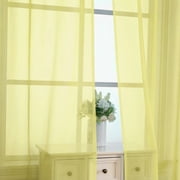 OVZME Lemon Sheer Curtains 84 inch Length 2 Panels Set, Semi Transparent Voile Rod Pocket Window Drapes for Wedding Party Backdrop, 42W x 84L inch,Lemon