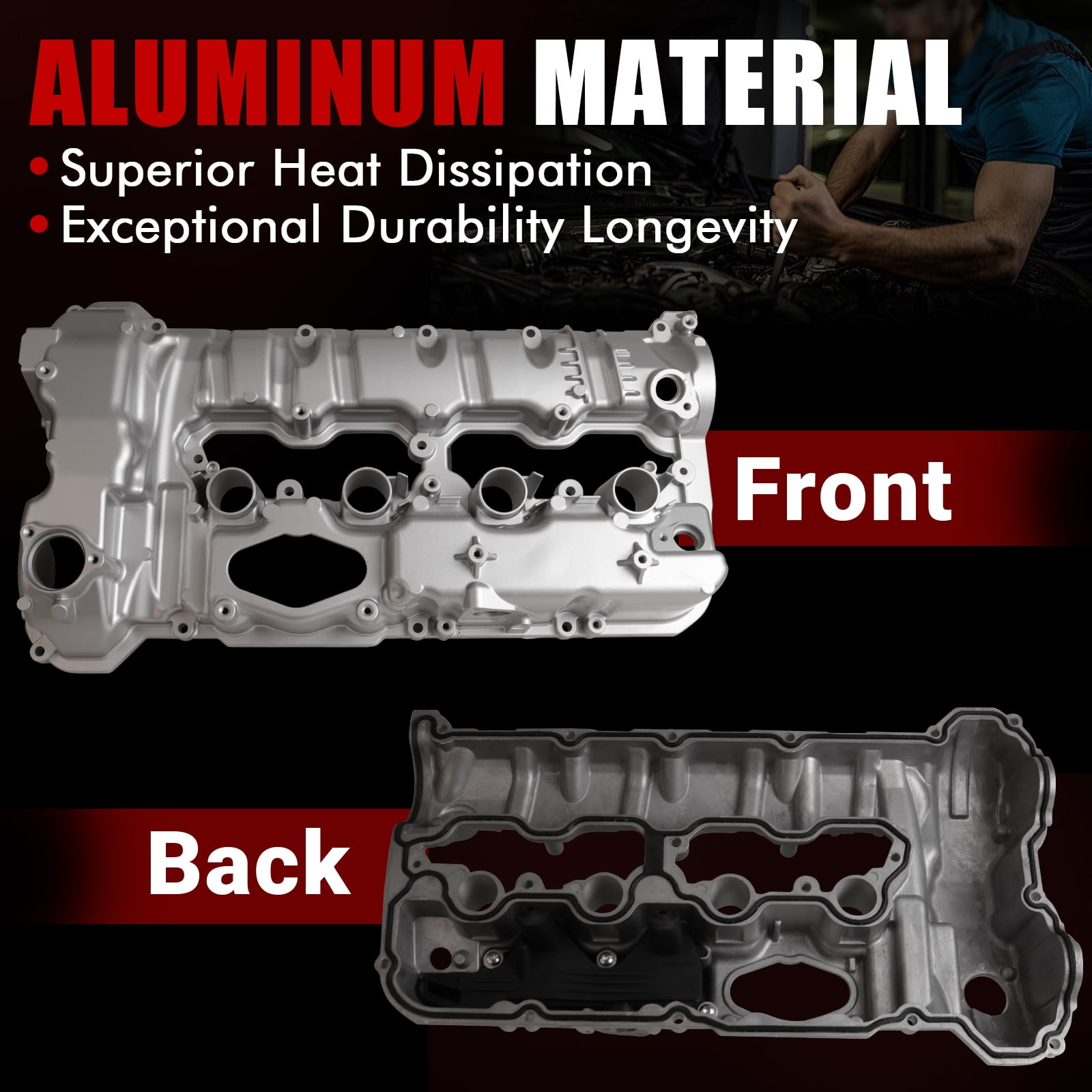 MITZONE Valve Cover Right Passenger Side Compatible with BMW 550i 750i X5 X6 XDrive 2007-2014 4.4L V8 -Gas