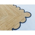 thumbnail image 4 of Hand Woven Farmhouse Jute Area Scalloped Rug Natural Scallop Pattern Jute Bohemian Base NAavy Blue Trim Rug (Navy, 2'x6'), 4 of 4