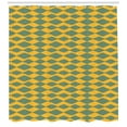 thumbnail image 2 of Abstract Shower Curtain, Horizontally Aligned Round Blots in Forms of Diamonds Summer Tones, Fabric Bathroom Set with Hooks, 69W X 70L Inches, Earth Yellow Cadet Blue, by Ambesonne, 2 of 2