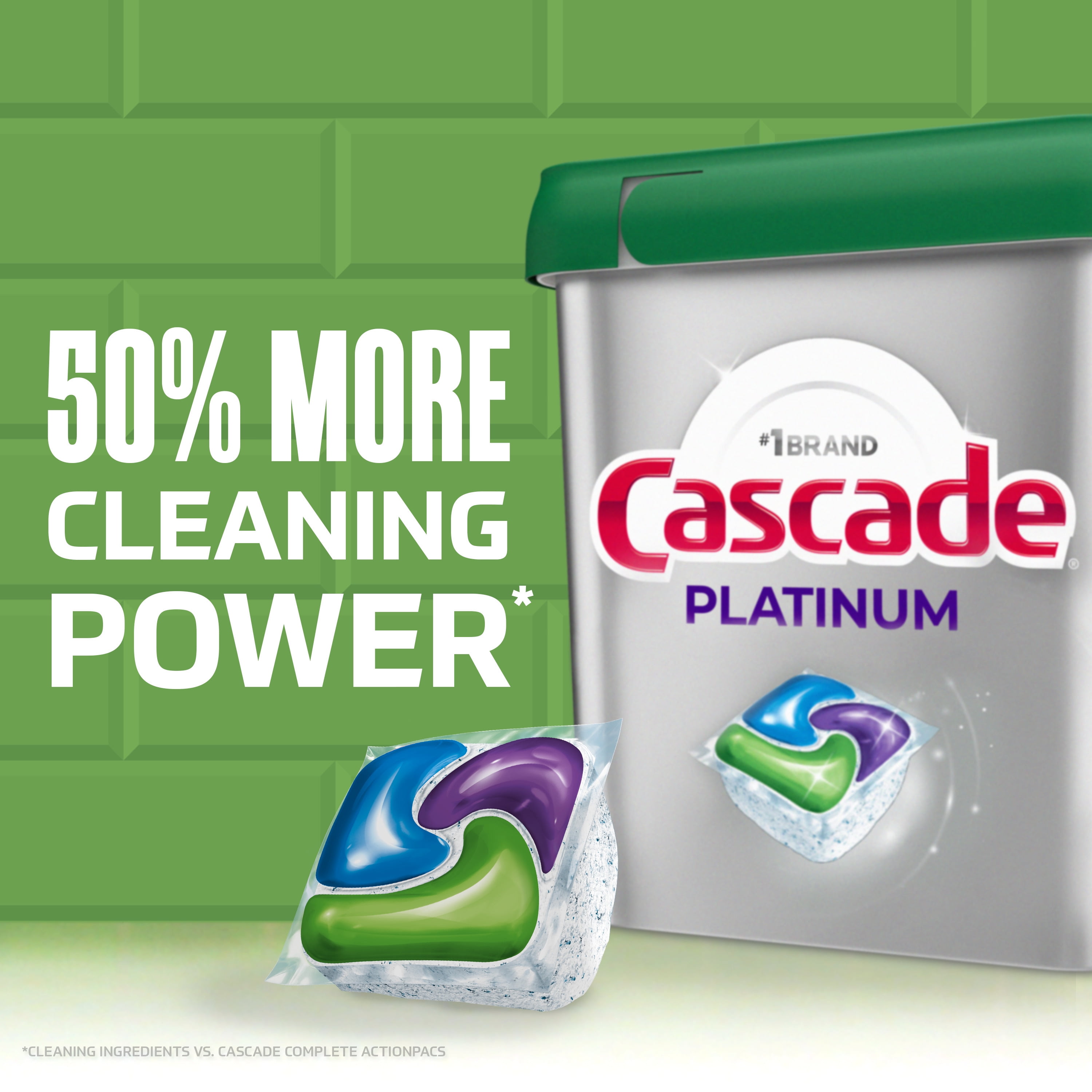 Cascade Platinum + Oxi Dishwasher Pods, Dishwasher Detergent, Dish Detergent Soap, Fresh, 40 Count