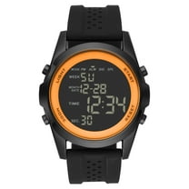 George Men's Digital Wristwatch: Gunmetal Case, Orange Bezel, Black Silicone Band (FMDOGE032)