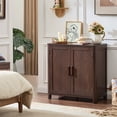 thumbnail image 5 of Joaxswe Buffet Cabinet with Storage Set of 2, 31.5" Tall Wooden Arched Sideboard Cabinet with/Adjustable Shelf, Walnut Accent Cabinet for Dining Room, Kitchen, 5 of 11