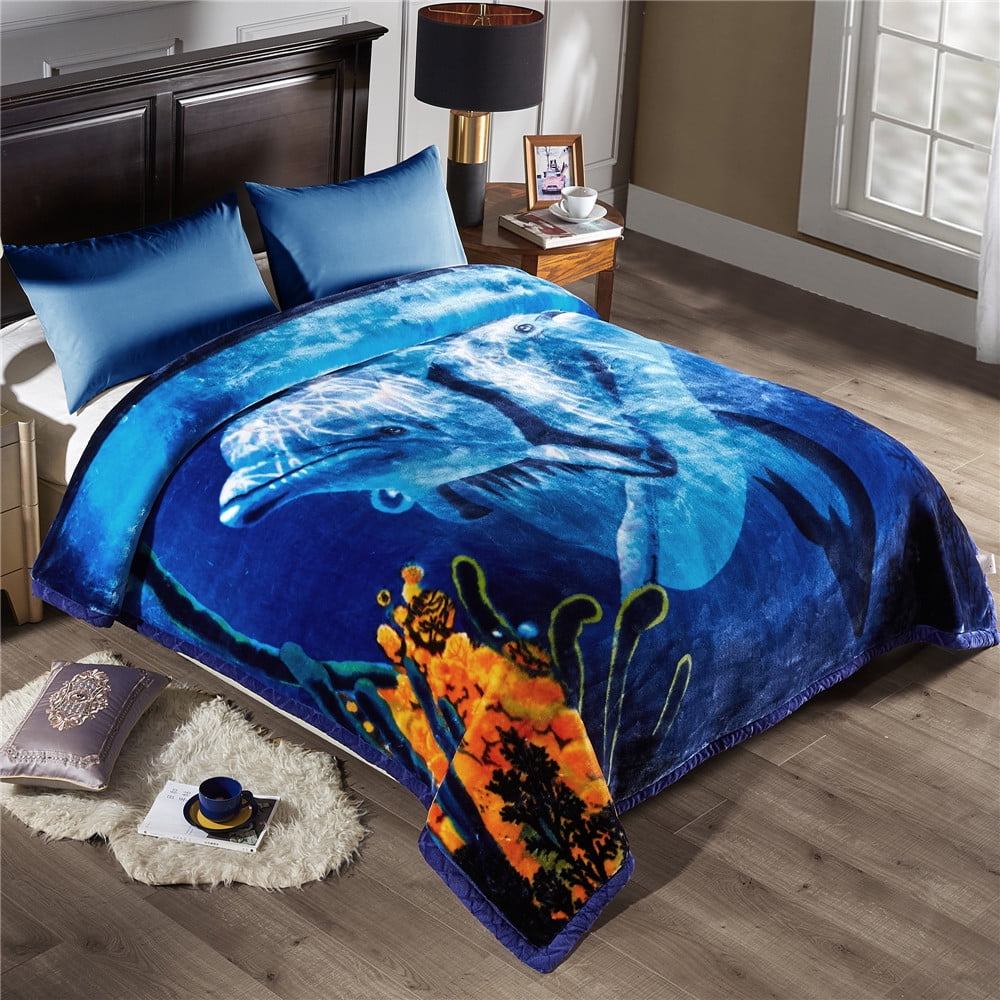 Fleece Blanket 2 Ply Printed Pattern Plush Soft Warm Korean Mink