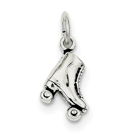 925 Sterling Silver Solid Polished Oxidized Roller-skate Charm 17x10mm Wide Pendant Necklace for Women
