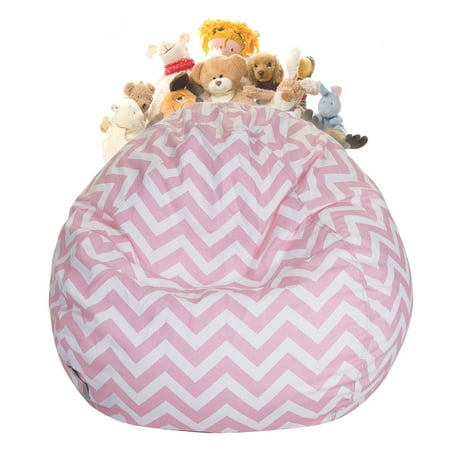 Chevron Chaise Majestic Home Goods Chevron Cotton Stuffed Animal Storage Bean Bag Chair w/ Transparent Mesh Base, Multiple Colors ()