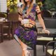 thumbnail image 3 of Balery Starry Night Purple Irises Vestidos sueltos de manga corta para mujer, vestidos de verano 2025, vestidos casuales de corte A con vuelo., 3 of 6