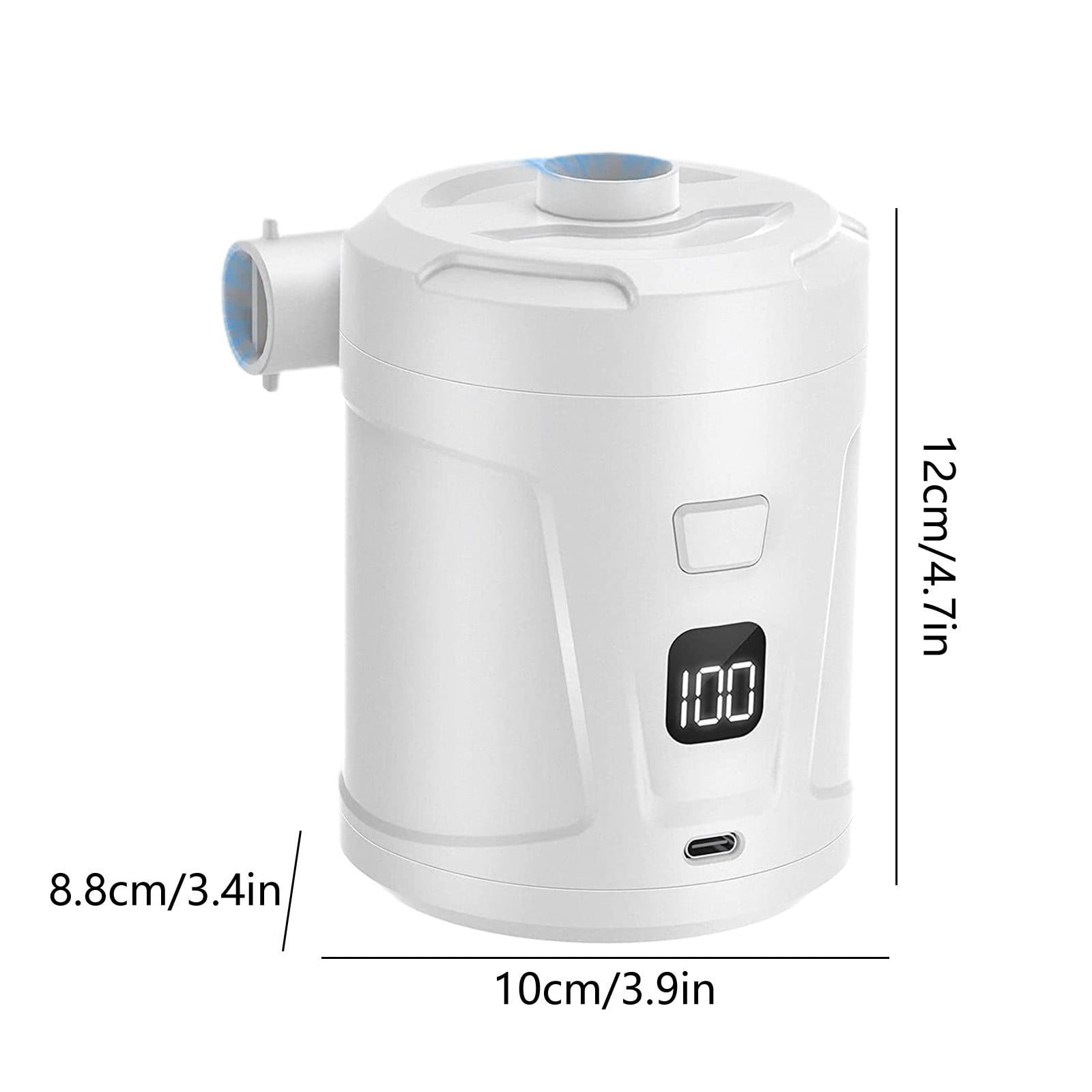 COM1950s Portable Electric Air Pump,Rechargeable Inflator Deflator for Tires Mattress Pool Toys,Compact Camping Pump with 5200Mah Battery,Fast Inflation 280L/Min,Car Home Outdoor Use