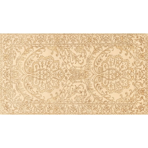 Ahgly Company Machine Washable Indoor Rectangle Traditional Sun Yellow Area Rugs, 2' x 3'
