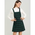 thumbnail image 2 of Vestido Con Botones De Tartán De Cuadros Escoceses Para Mujer Verde L, 2 of 7