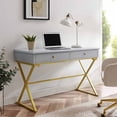 thumbnail image 2 of Linon Campaign Two Drawer Wood and Metal Desk in Gray, 2 of 10