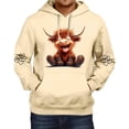 thumbnail image 2 of Zhanqunnn Men's Autumn And Winter Hoodie With Floral Cattle Print Hooded Sweatshirt Shoulder Down Long Sleeved Sweatshirt Top Men Hoodies Pullover, Size XXXL, 2 of 4