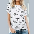 thumbnail image 2 of QHWAUAKFBN T Shirts For Women Trendy Cute Dinosaur Graphic Short Sleeved Tees Shirt Tshirts Top, 2 of 5
