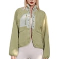 thumbnail image 3 of Womens Fuzzy Fleece Jacket Button Down Coats Casual Winter Warm Outwear with Pockets Avocado Green M, 3 of 7