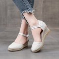 thumbnail image 5 of AXXD White Wedge Sandals for Women 7 Knitted Round Toe Baotou Cloth Shoes Sandals High Heel Summer Casual, 5 of 6