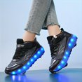 Trendy Cool Low Top Roller Skateboard Shoes With LED Light For Boys