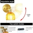 thumbnail image 3 of AUR Plug in Vintage Wall Sconces Set of Two, 180 Degree Adjustable Brass Vanity Lights Fixture with Amber Tulip Glass Lampshade, Modern Wall Lighting for Bedside Bedroom Bathroom, 3 of 11