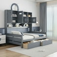 thumbnail image 3 of Full Size Gray Wooden Daybed with 2 Drawers, All-in-One Cabinet & Shelf, 3 of 9