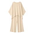 thumbnail image 4 of Mifsaly 2 Piece Sets for Women Summer Cotton Linen Matching Lounge Outfits Oversized Batwing Sleeve High Low Hem Tunic Top and Side Slit Wide Leg Pants S, 4 of 5