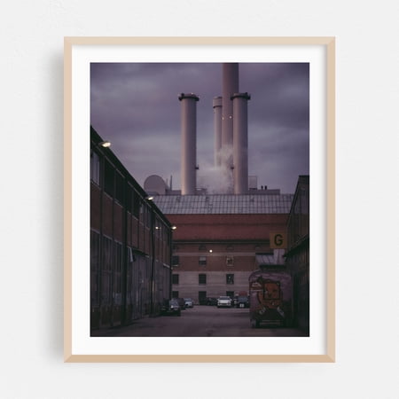 Industrial thing. - Munich Bavaria Germany Photography Industrial Moody Graffiti Architecture Street Photography Cityscape Oak Framed Wall Art Print 12 x 16 inches