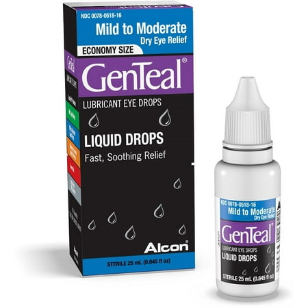 GenTeal Lubricant Eye Drops Moderate Dry Eye Relief (with GenAqua) 25 mL (Pack of 4)