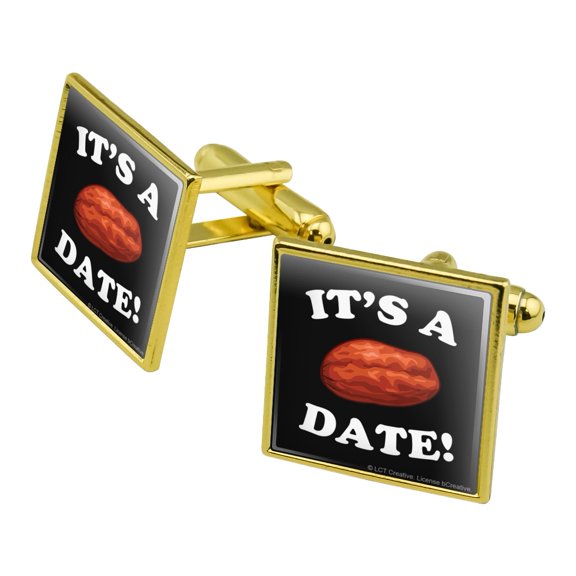 It's a Date Funny Humor Square Cufflink Set - Silver or Gold