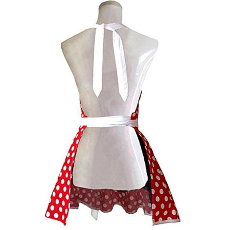 

Hyzrz Lovely Sweetheart Retro Kitchen Aprons Woman Girl Cotton Polka Dot Cooking Salon Pinafore Vintage Apron Dress Mothers Gift (Red)