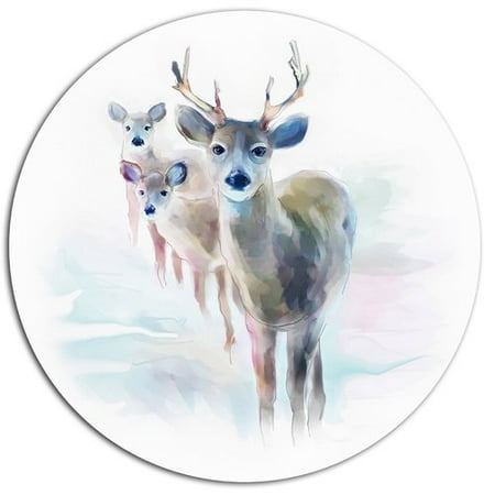 - Design Art 'Beautiful Deer With Big Horns' Oil Painting Print on Metal