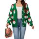thumbnail image 3 of Suéteres Navideños Tipo Cárdigan para Mujer, Suaves, de Larga y Punto Navideño. Verde M, 3 of 10
