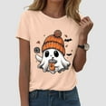 thumbnail image 2 of enyan Oversize T-Shirt for Women Cute Spooky Graphic Shirt Spooky Season Ghost Tee Tops Ladies Halloween Tshirts Short Sleeve Light Yellow,L, 2 of 6