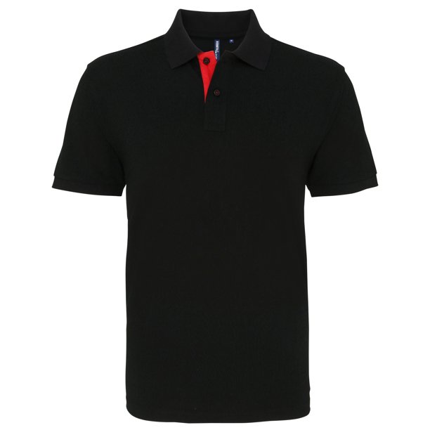 Asquith & Fox - Polo de manga corta ajuste clasico Modelo Contrast hombre caballero (Negro/Rojo)