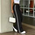 thumbnail image 5 of VV AVEORS Striped Track Pants Women Summer Striped Joggers Baggy Sweatpants Casual Sports Running Tall Petite Black 2XL, 5 of 6