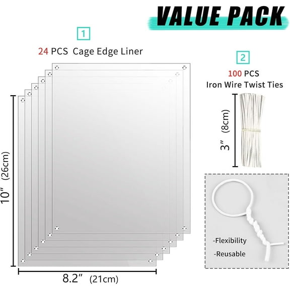 24 Pack Rabbit Cage Splash Guard,  Pet Pee Shields for Guinea , Rat, Small Animal Accessories