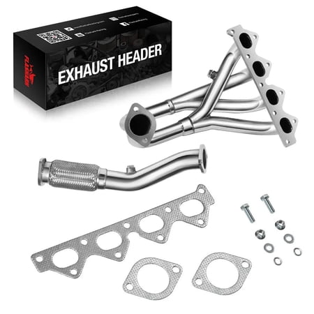 Filluck Tube Headers, Stainless Steel Exhaust Headers for 1995-2000 Hyundai Elantra 1997-2001 Hyundai Tiburon 2.0L 4Cyl 4 Cylinder 4-2-1, 10-15HP & Torque Gain, Direct Fit Replacement