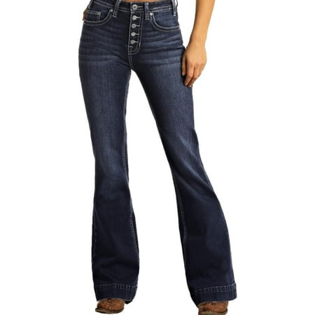 Rock & Roll Cowgirl Jeans Womens Trouser 31 X 36 Dark Vintage W8H4165