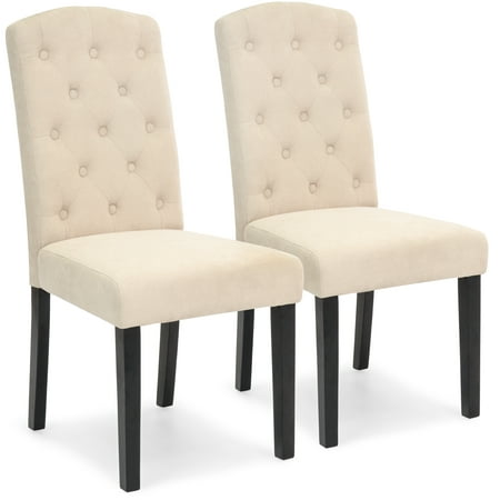 Best Choice Products Set of 2 Fabric Home Furniture Parsons Dining Chairs for Dining and Living Room w/ Tufted Backrest, Wood Legs - (Best Fabric For Reupholstering Dining Room Chairs)