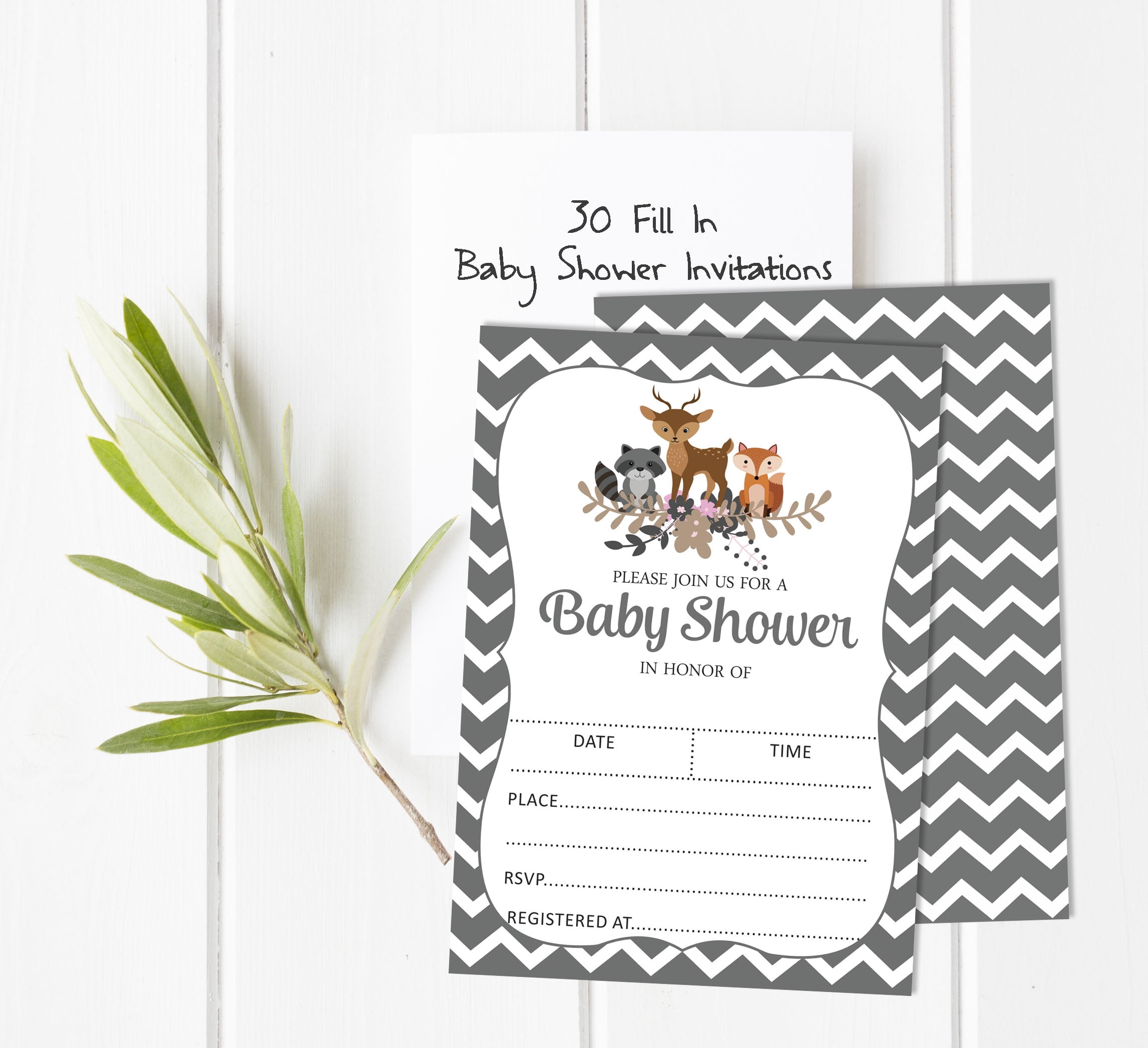 Inkdotpot 30Jungle Animals Baby Shower Invitation Cards Gender Neutral Fill In Blank Invites