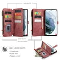 thumbnail image 3 of Samsung Galaxy S21 Case,Dteck Magnetic Wallet Case Premium Durable PU Leather Zipper Pocket Card Holder Kickstand Phone Protective Cover for Galaxy S21,Red, 3 of 5