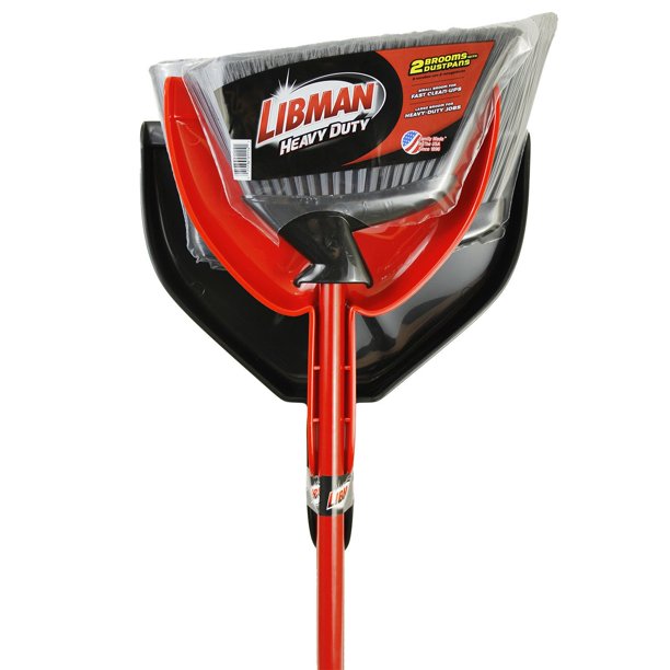 Libman Heavy Duty Brooms w/ Dustpans, 2 Pack (4 pieces)