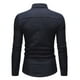 thumbnail image 4 of camisa de hombre de manga larga de mezclilla lavada con cuello de solapa y botón de bolsillo de color sólido Pompotops  oipoqjl27732, 4 of 9