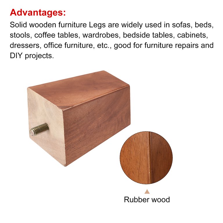 Uxcell Furniture Legs 3 Inch 80mm Set of 4 Square Solid Wood