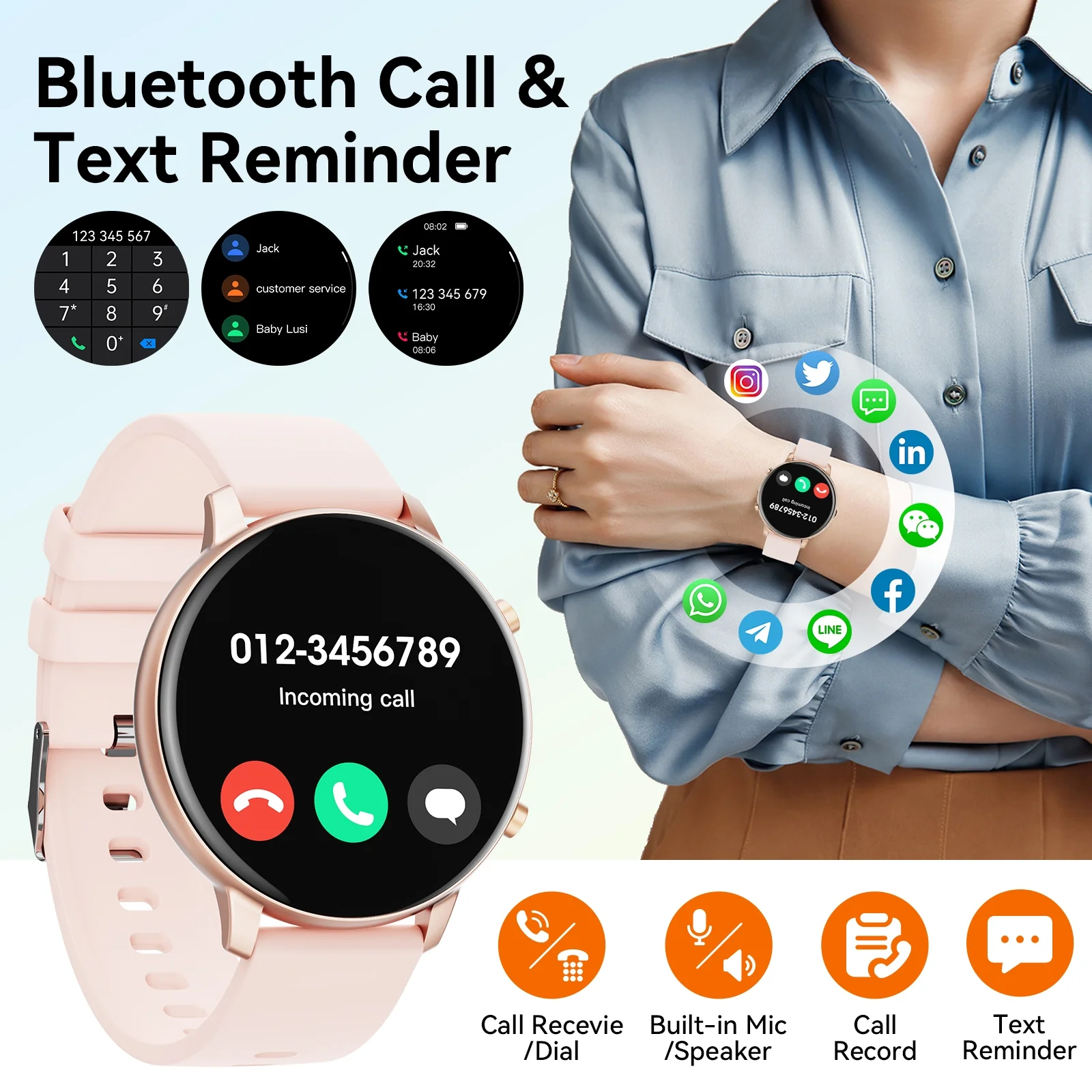 LBSAU Smart Watch Compatible with Android and iPhone, 1.83" HD Touchscreen, Answer/Make Calls/100+ Sports Modes/Message Reminder, IP68 Waterproof