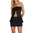 thumbnail image 2 of Coduop Women Summer Strapless Mesh Tube Tops,Summer Sleeveless Split Bandeau Crop Tops, 2 of 7