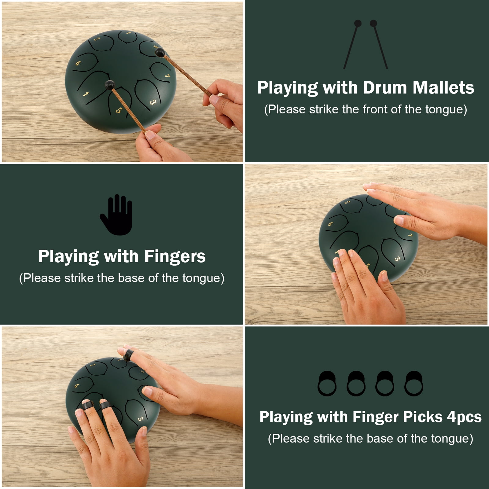 Threns Rain Drum 8 Tone 6 inch Carbon Steel Tongue Drum Outdoor Garden Chakra Rain Drum Musical Instruments for Outside Garden Patios