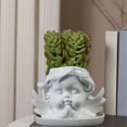 thumbnail image 2 of SLYNSHome Succulent Flower Pot Cute Figure Angel Planter White Ceramic Plant Pots with Drainage & Tray for Home Desk Office Garden Decoration, 2 of 8