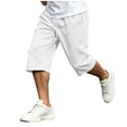 thumbnail image 6 of QIbmong Capri Pants for Men Loose Sweat Shorts Under Knee Casual Drawstring Cropped Sweatpants with Pockets(XL,White), 6 of 9