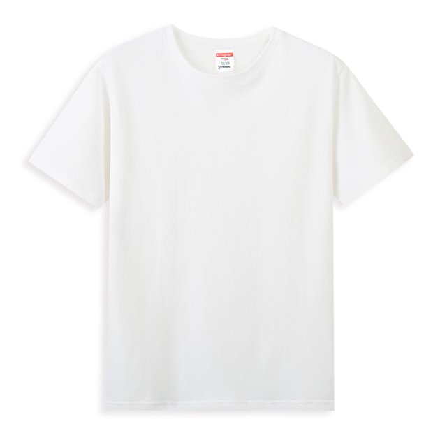 T-Shirt à Manches Courtes pour Homme à Col Ras du Cou en Coton Biologique 100 % - Blanc