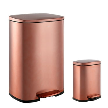 happimess HPM1006D Connor Rectangular 13.2-Gallon Trash Can with Soft-Close Lid and FREE Mini Trash Can, Rose Gold