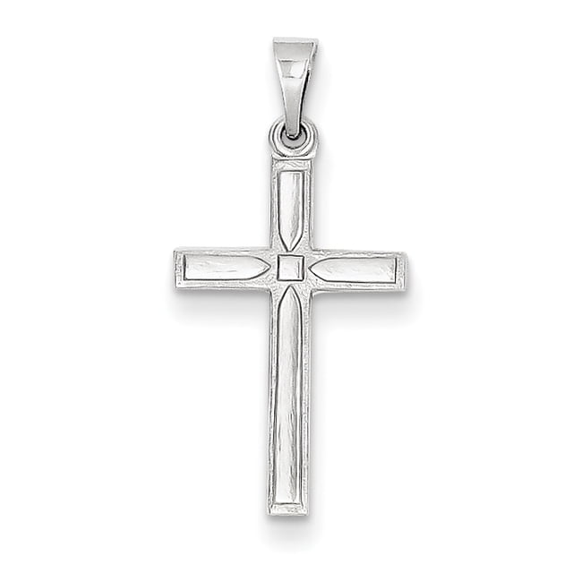 14K White Gold Cross Pendant Necklace with Chain