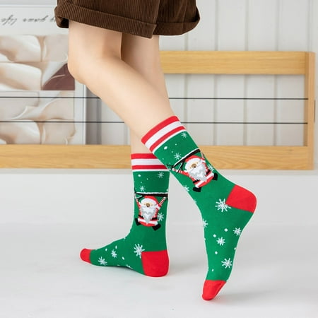 

10 pair Christmas Print Christmas Gift Medium Stockings For Men And Women Warm And Thick In Autumn And Winter Color Random